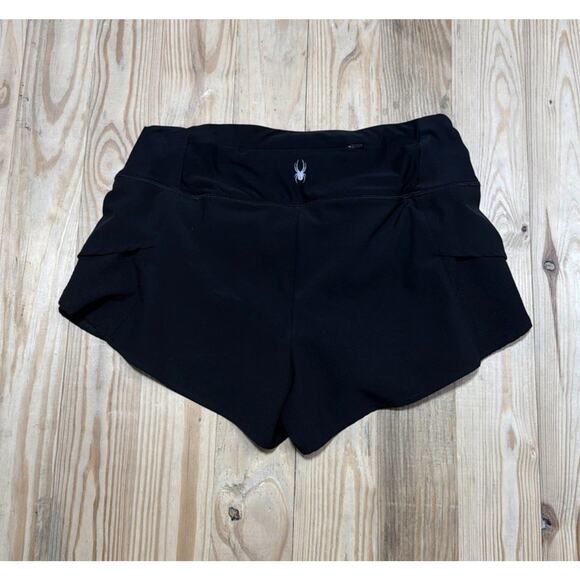 Spyder Womens Active Shorts Sz S Black Reflective Trims - Picture 2 of 7